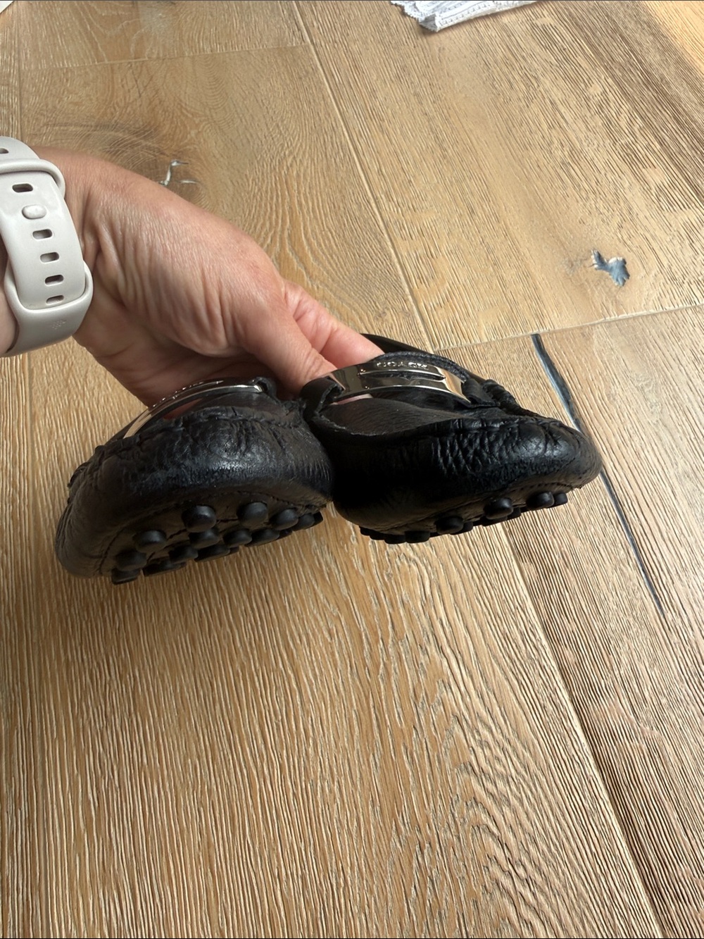Coach Frederica Black Leather Driving Loafers | Classic Slip-On Moccasins - Picture 5 of 6